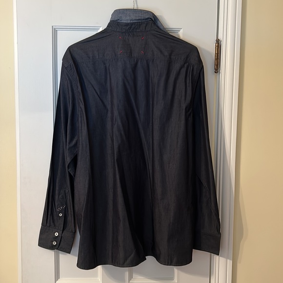 Robert Graham Tailored fit 3X Blue Chambray with Floral front - Picture 12 of 14